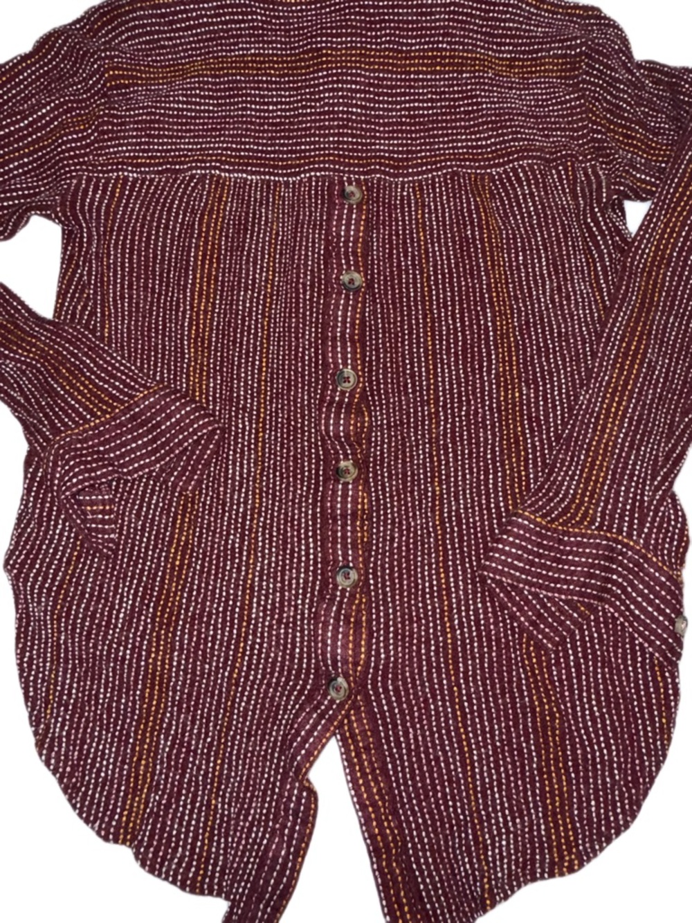 Anthropologie Striped Button Back Blouse Size Small Fitted High Low Hem Boho - Picture 3 of 8